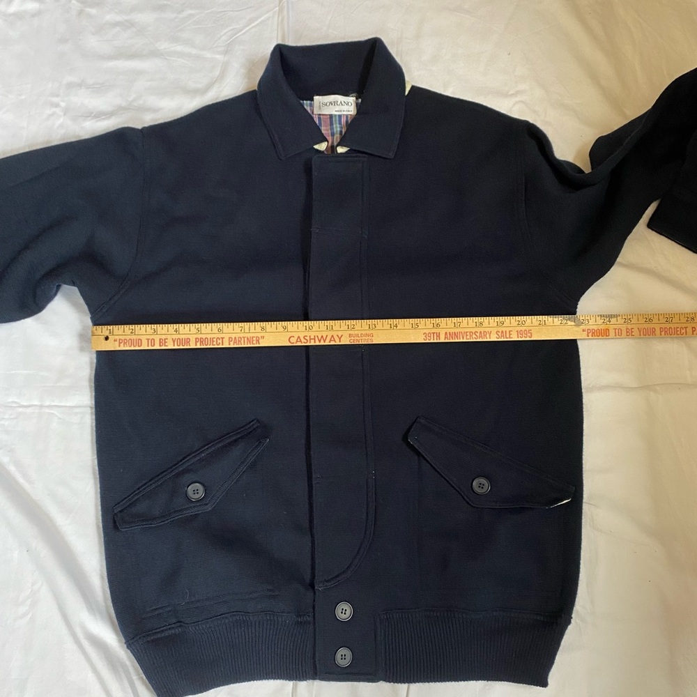 Mens Navy Wool Cardigan Button Front Medium Eclectic Grandpa Preppy Academia - Picture 8 of 16